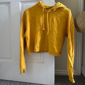 yellow cropped hoodie